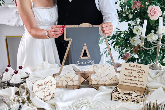 Personalized Letter Wedding Guest Book, Initial Guest Book Alternative, Wooden Wedding Guestbook, Custom Initial Sign In Book