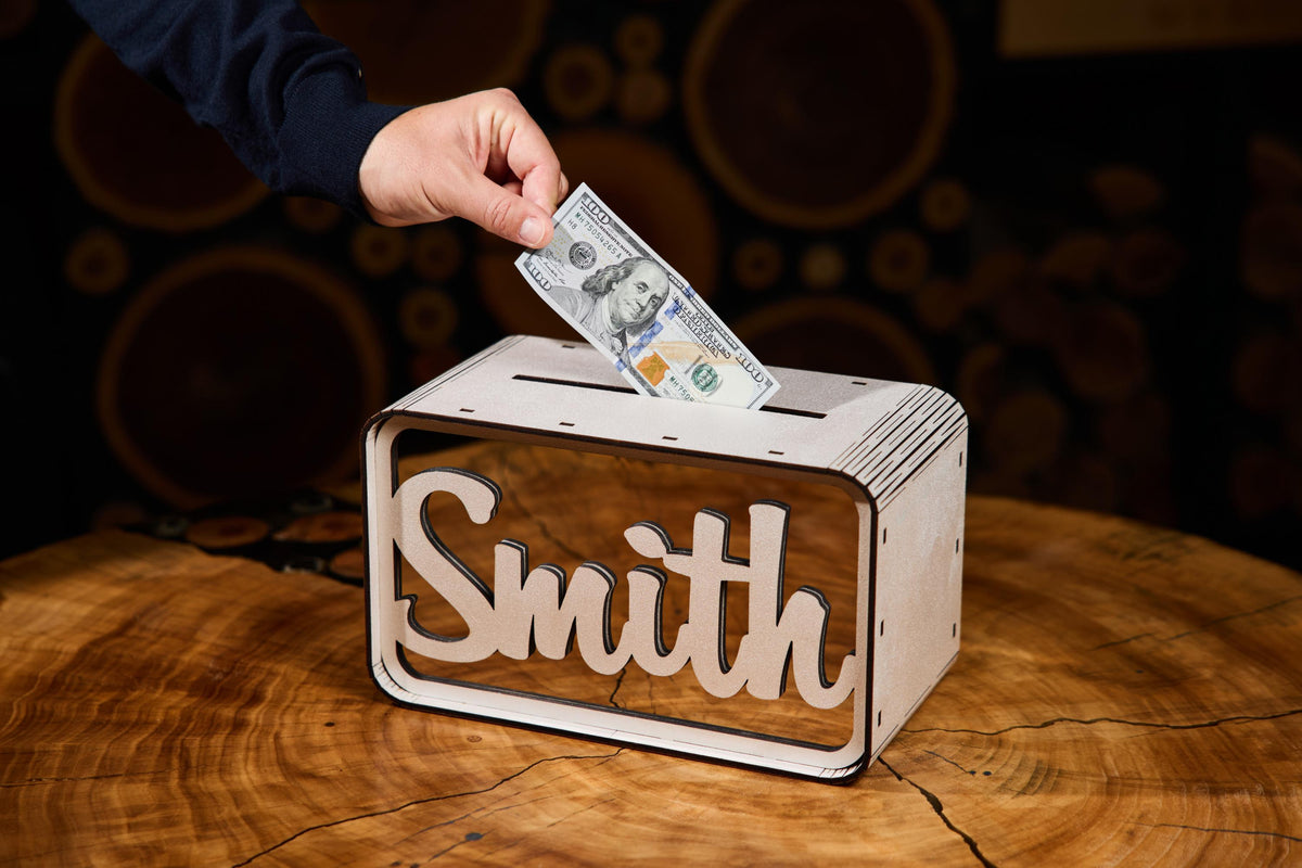 Personalized Wedding Card Box, Wooden Wedding Money Box, Custom Cash Gift Box, Wedding Envelope Box, Acrylic Card Holder