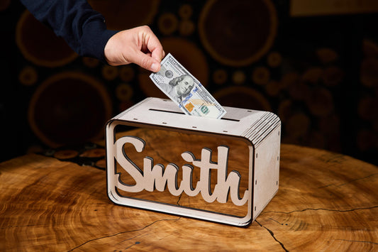 Personalized Wedding Card Box, Wooden Wedding Money Box, Custom Cash Gift Box, Wedding Envelope Box, Acrylic Card Holder