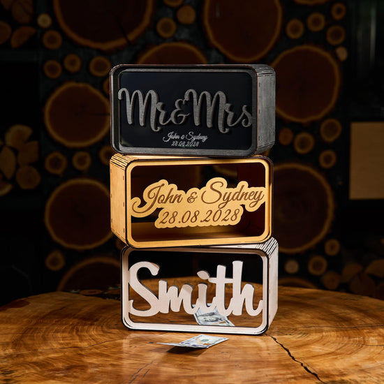 Personalized Wedding Card Box, Wooden Wedding Money Box, Custom Cash Gift Box, Wedding Envelope Box, Acrylic Card Holder