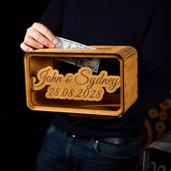 Personalized Wedding Card Box, Wooden Wedding Money Box, Custom Cash Gift Box, Wedding Envelope Box, Acrylic Card Holder