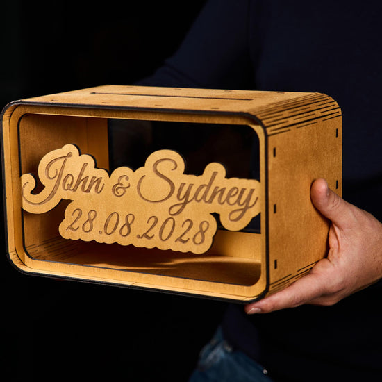 Personalized Wedding Card Box, Wooden Wedding Money Box, Custom Cash Gift Box, Wedding Envelope Box, Acrylic Card Holder