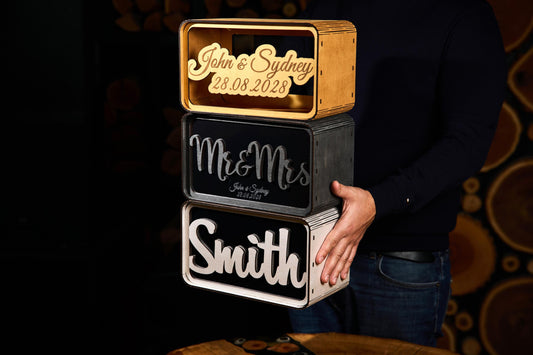 Personalized Wedding Card Box, Wooden Wedding Money Box, Custom Cash Gift Box, Wedding Envelope Box, Acrylic Card Holder