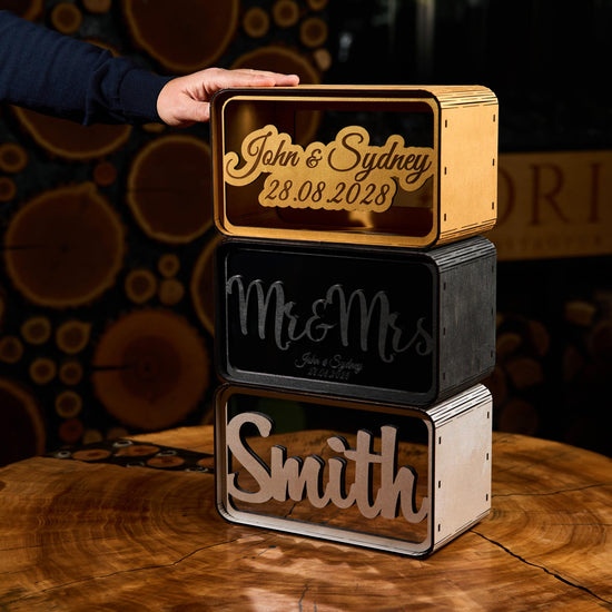 Personalized Wedding Card Box, Wooden Wedding Money Box, Custom Cash Gift Box, Wedding Envelope Box, Acrylic Card Holder