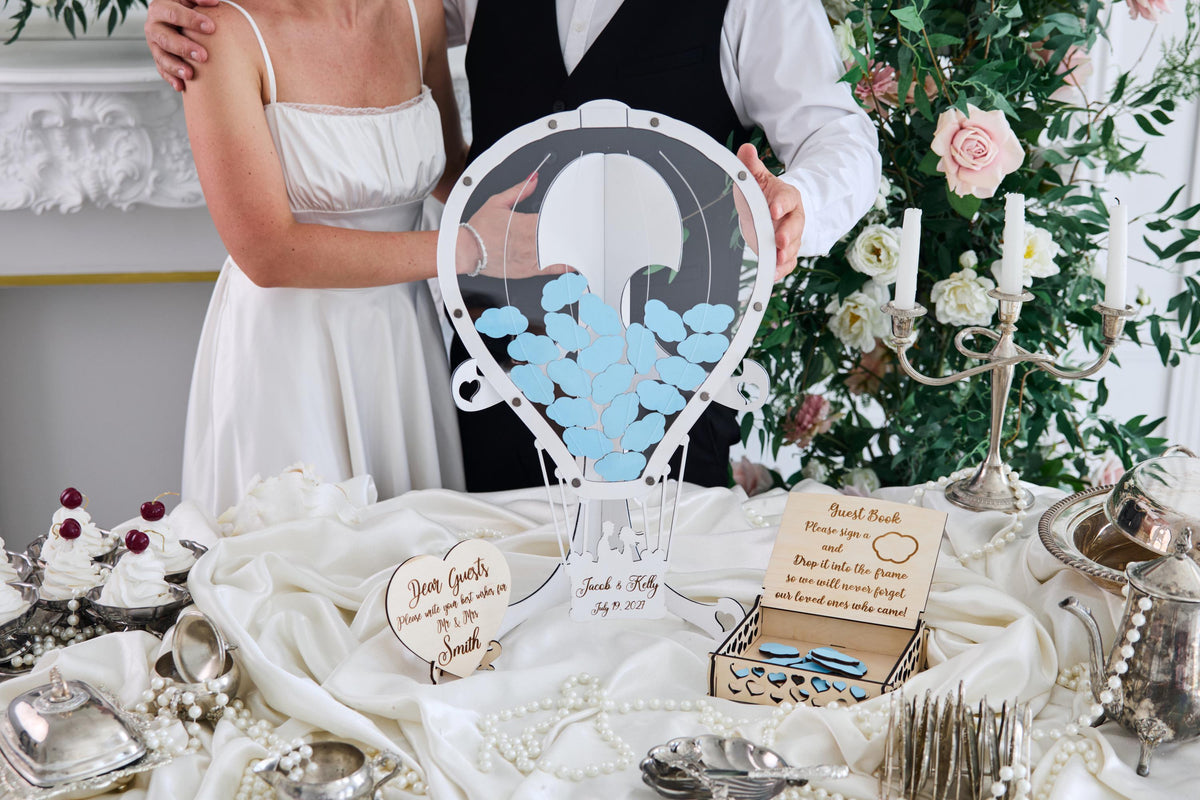 Hot Air Balloon Wedding Guest Book, Personalized Travel Guestbook, Adventure Wedding Keepsake, Balloon Guest Book Alternative