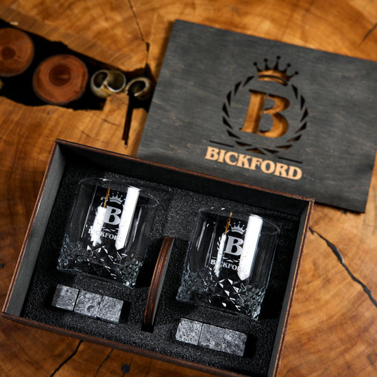Personalized Whiskey Glass Gift Set, Engraved Whiskey Glasses, Whiskey Gift for Dad, Husband, Birthday, Anniversary, Christmas Gift