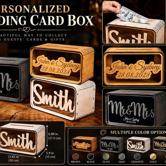 Wedding Cash Gift Box, Personalized Wooden Card Box, Elegant Wedding Money Holder, Custom Wedding Card Box, Wedding Reception Decor