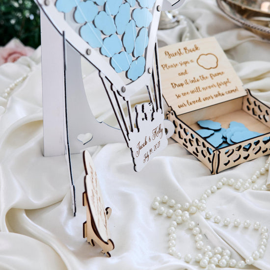 Hot Air Balloon Wedding Guest Book, Personalized Travel Guestbook, Adventure Wedding Keepsake, Balloon Guest Book Alternative