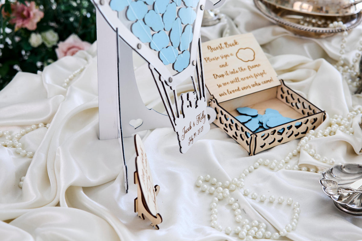 Hot Air Balloon Wedding Guest Book, Personalized Travel Guestbook, Adventure Wedding Keepsake, Balloon Guest Book Alternative
