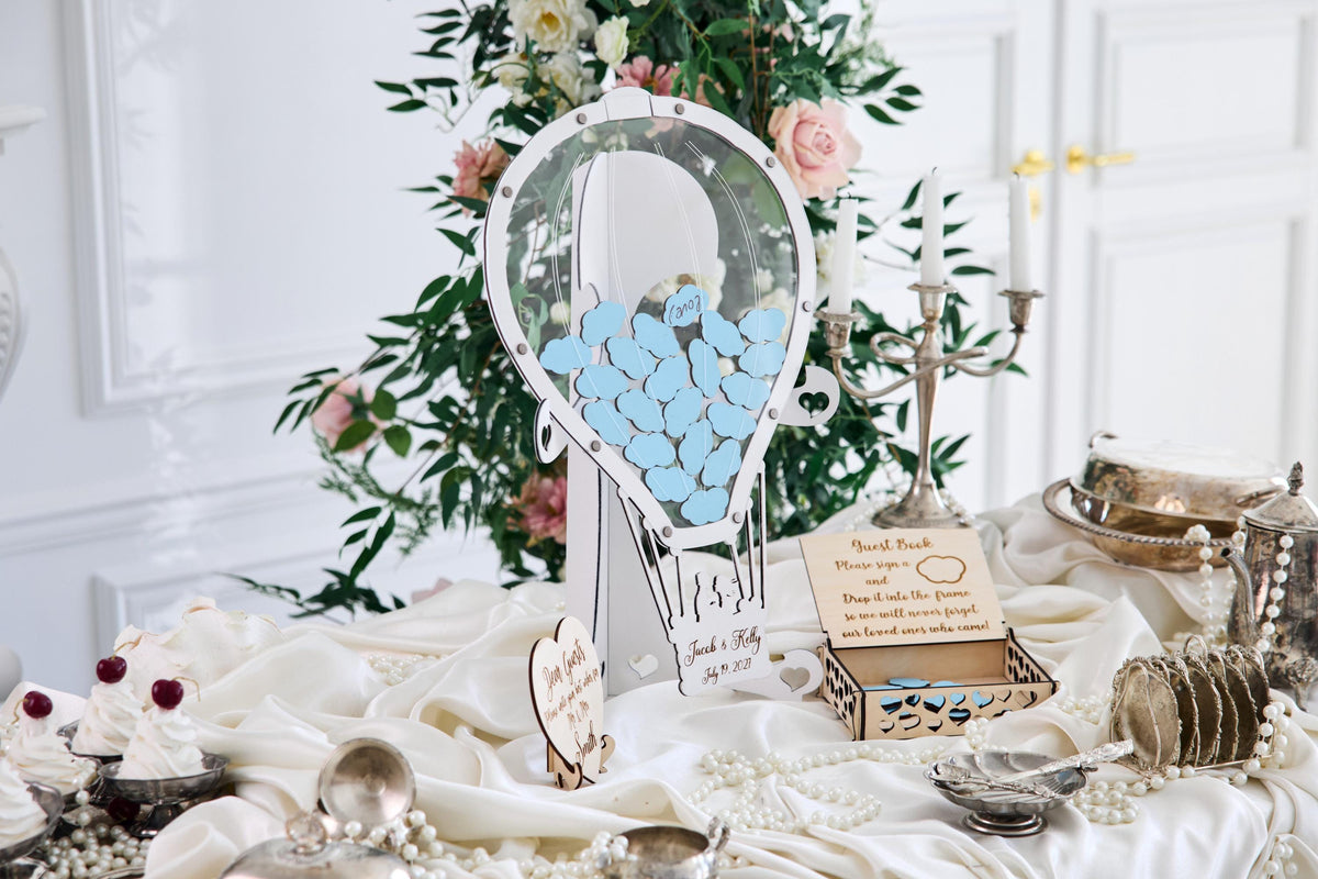 Hot Air Balloon Wedding Guest Book, Personalized Travel Guestbook, Adventure Wedding Keepsake, Balloon Guest Book Alternative