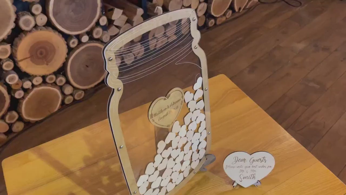 Wedding Guest Book Alternative, Mason Jar Guest Book, Hearts Sign Guest Book, Wedding Decor, Anniversary gift, Mason Jar GuestBook, Drop Box