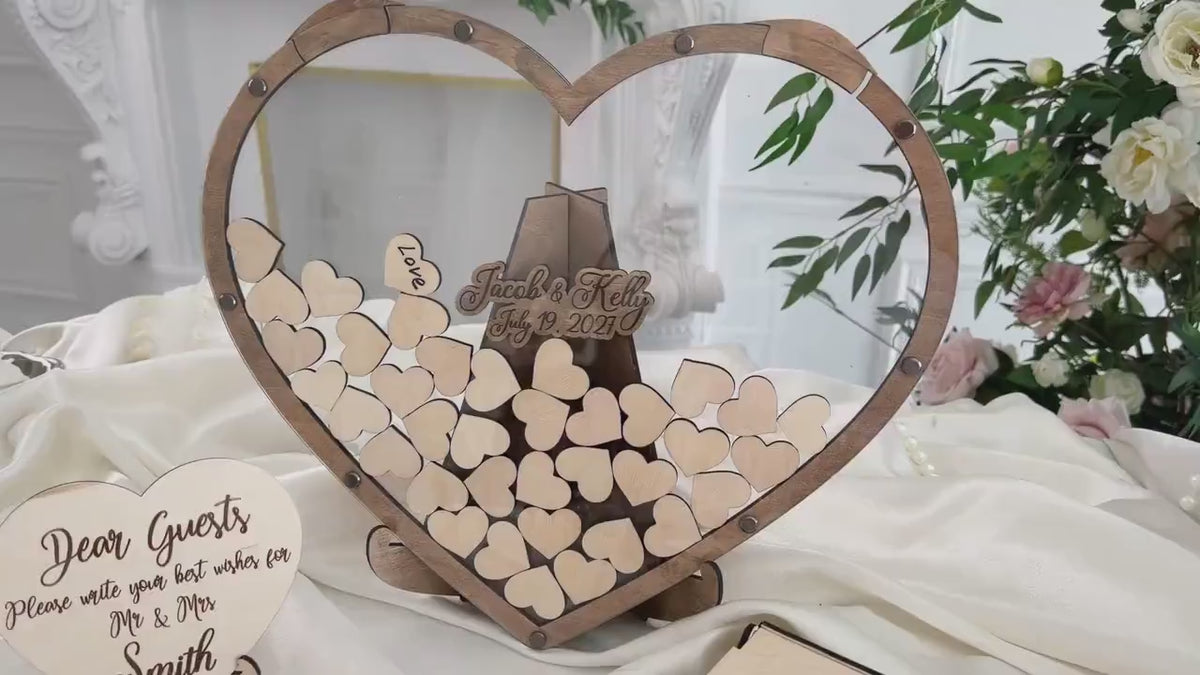 Heart Wedding Guest Book Alternative, Personalized Wooden Guest Book, Heart Sign In Book, Wedding Guestbook, Rustic Wedding Decor