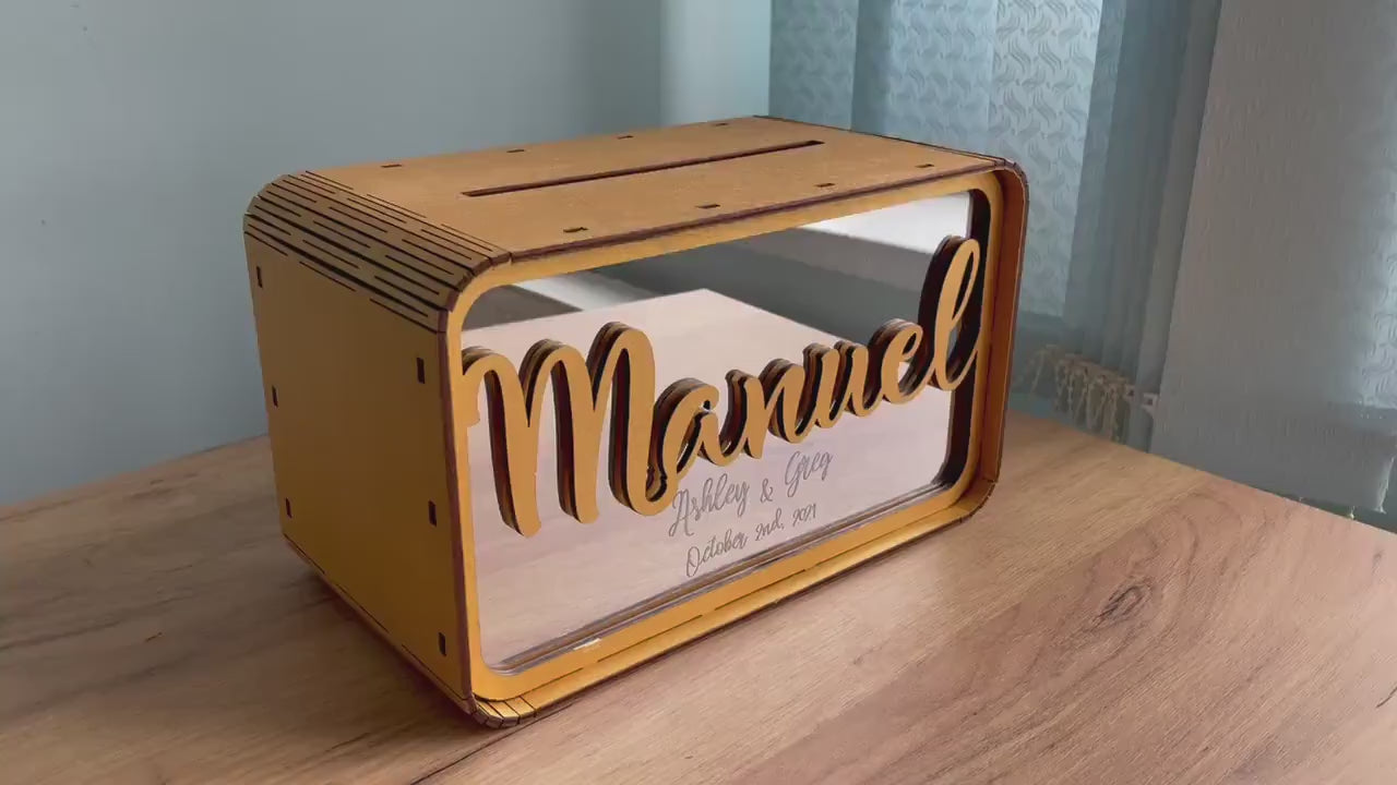 Wedding Cash Gift Box, Personalized Wooden Card Box, Elegant Wedding Money Holder, Custom Wedding Card Box, Wedding Reception Decor